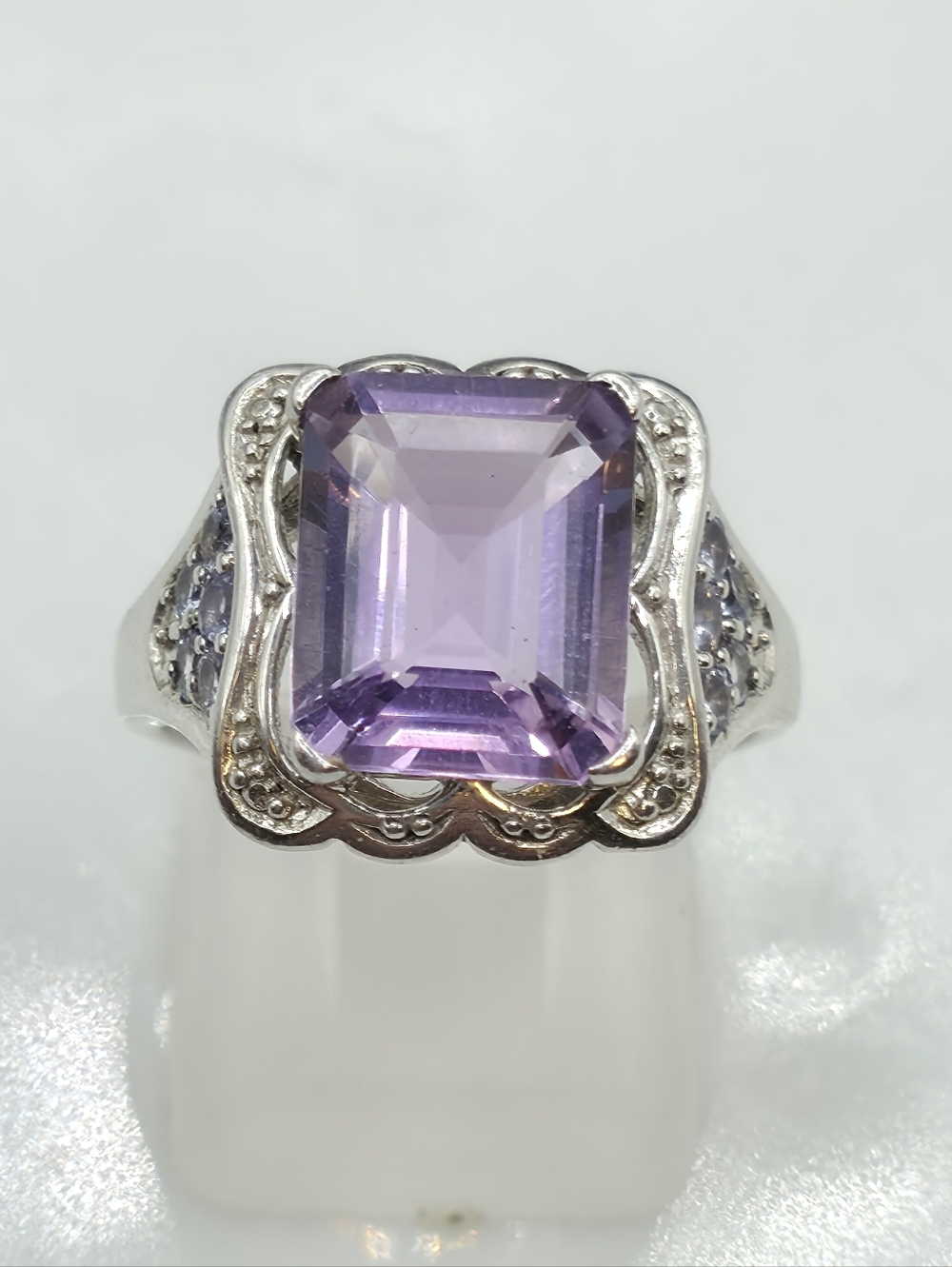 NWOT Art Deco Designer Signed Amethyst And Tanzanite Ring